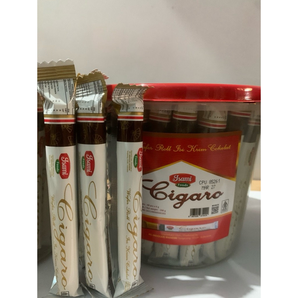 Wafer Roll Cigaro 6 gr — Sekarton Isi 6 Toples x 48 pcs
