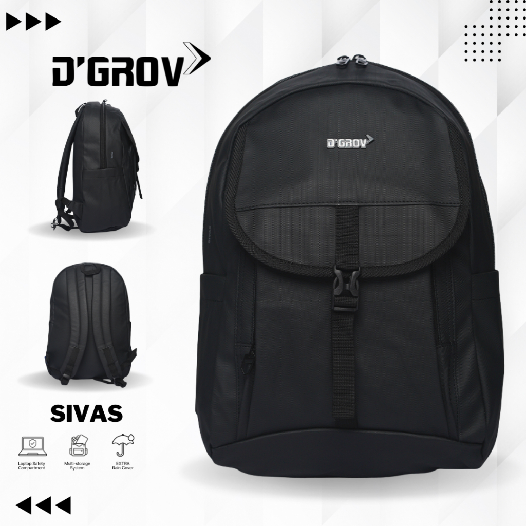 D'GROV SIVAS 7369 Tas Backpack Pria Ransel Anti Air Kekinian Tas Laptop Tas Sekolah Kerja Rain Cover