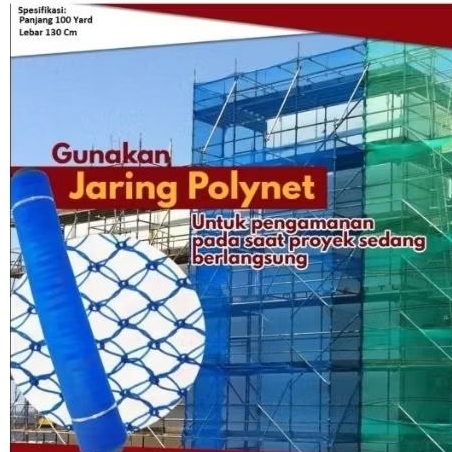 1 Roll Jaring Polynet Biru 1.3m x 100m - Tahan Lama, Perlindungan Tanaman, Pengaman Bangunan