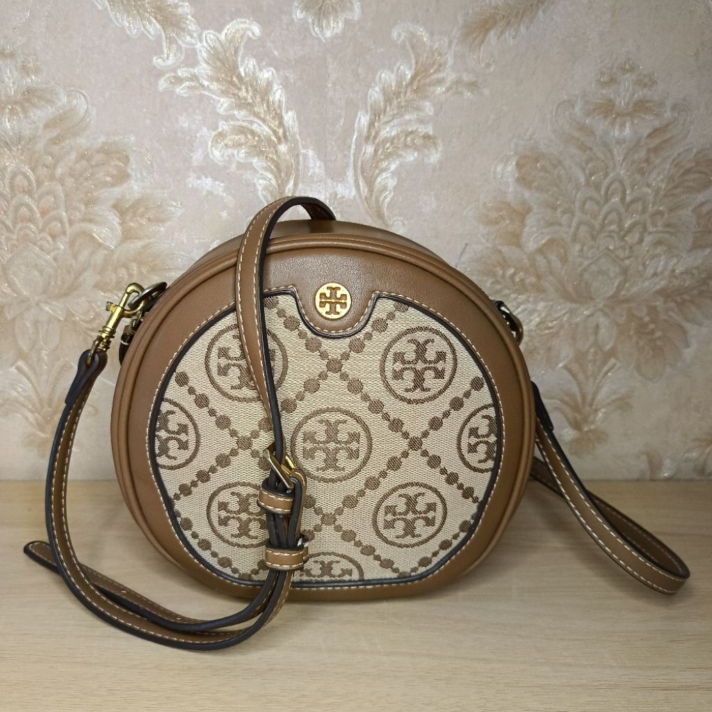 TB T Monogram Jacquard Moon Crossbody Bag