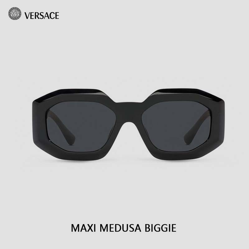 Original 100% Kacamata Hitam VERSACE MAXI MEDUSA BIGGIE Sunglasses Black Grey Wanita Pria O4424UO