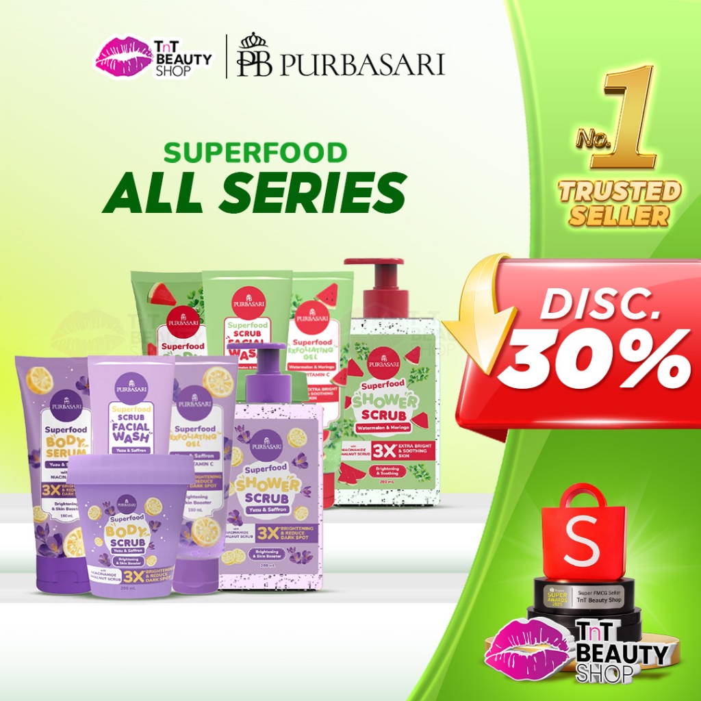 Purbasari Superfood Series Facial Scrub Shower Scrub Body Scrub Exfoliating Gel | TnT Beauty Shop