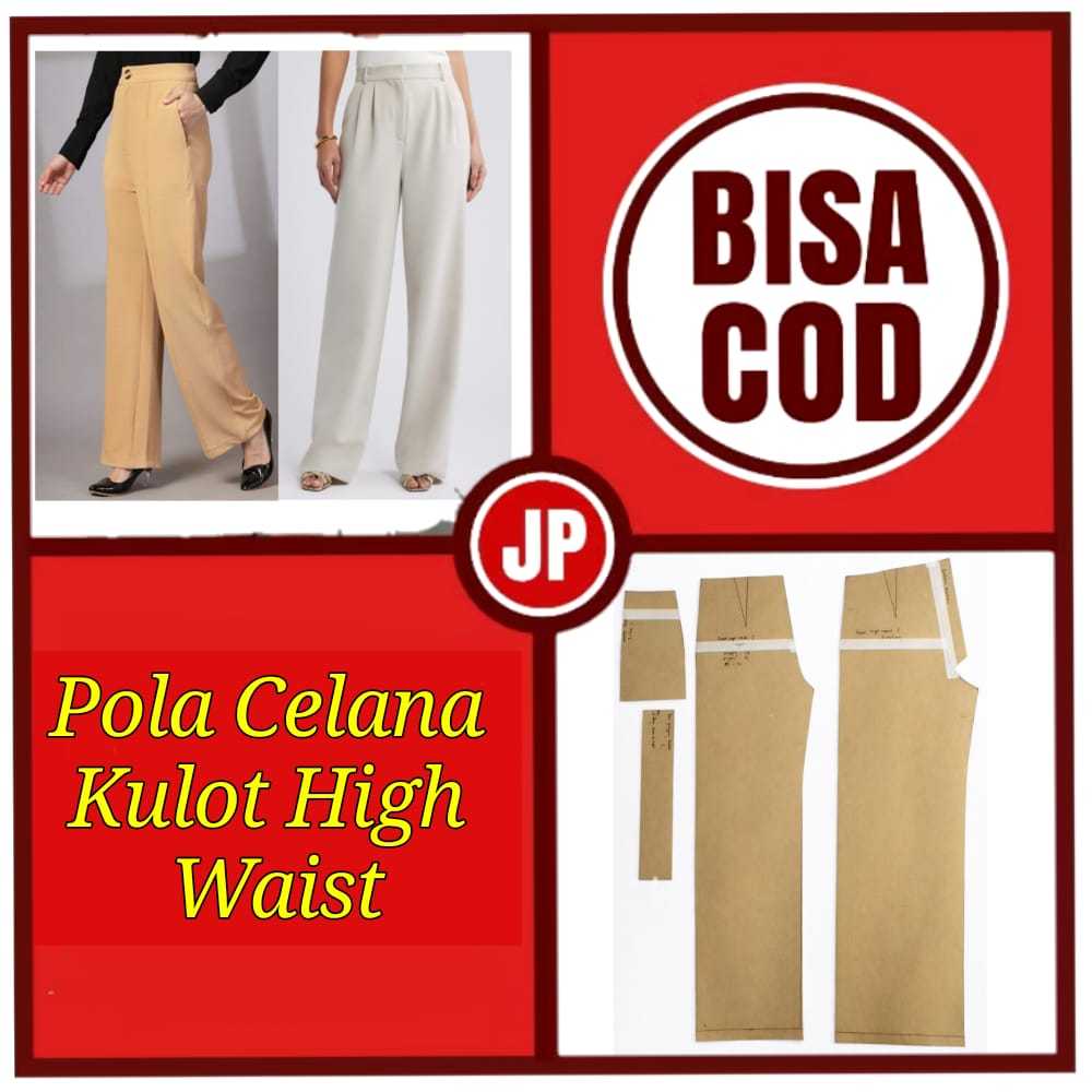 Pola Celana Kulot High Waist/Pola Celana Kulot High Waist/Pola Jahit Celana/