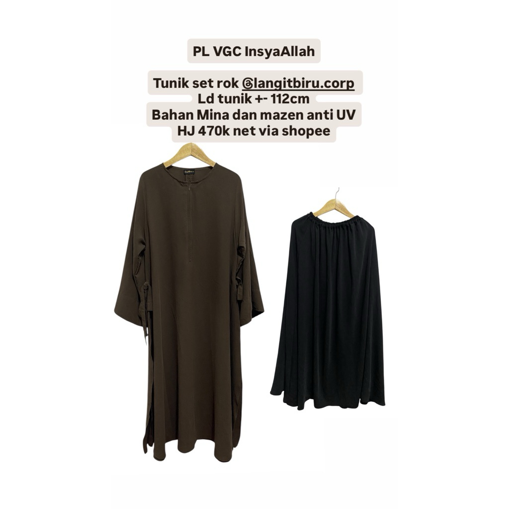 (BOOKED) Preloved tunik set rok lapis legit by langit biru mina dan mazen anti UV elmadina barkha al