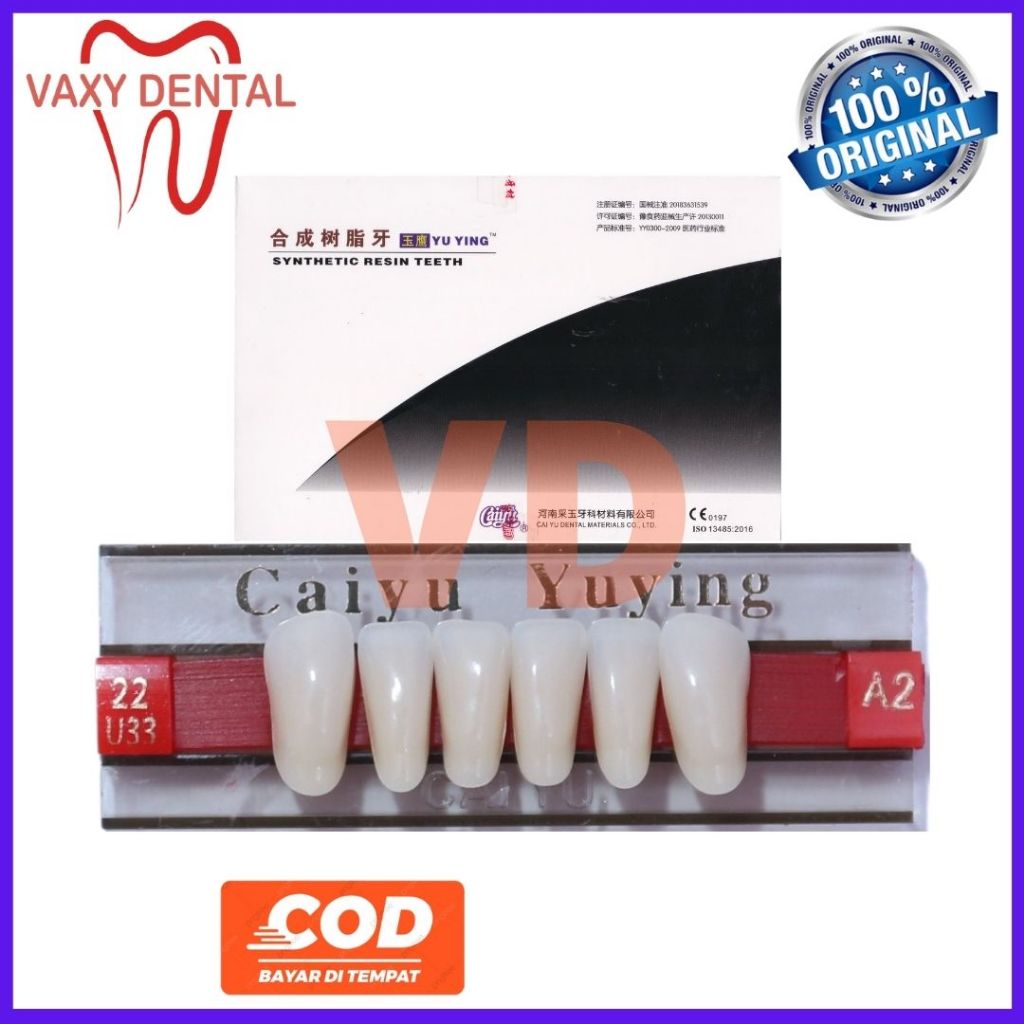 Gigi Caiyu Depan Bawah 1 papan/strip/set isi 6 butir gigi palsu Merk cayyu yuying anterior lower lep