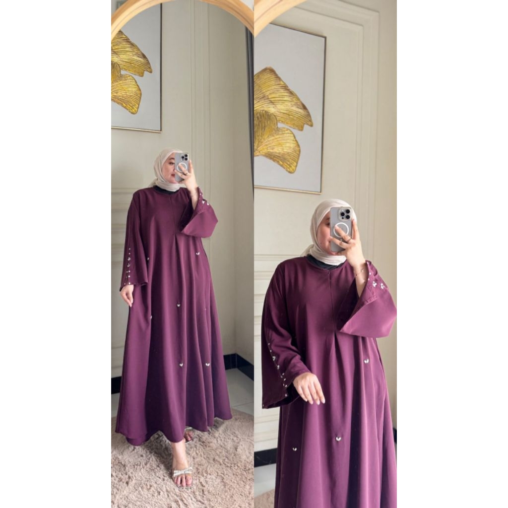 Shofiya dress Payet/ gamis polos Marbella anti UV Payet mewah simple elegan/ abaya polos Payet burgu