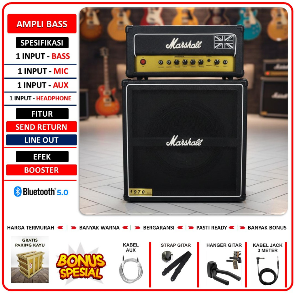 Ampli Bass & Gitar & Keyboard 12 Inch Bluetooth Marshall Head Cabinet bisa untuk karaoke termurah be