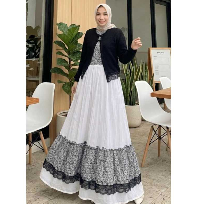 Gamis set terbaru. Gamis Remaja. Dress trendy. Baju Terbaru set Deura SD 545