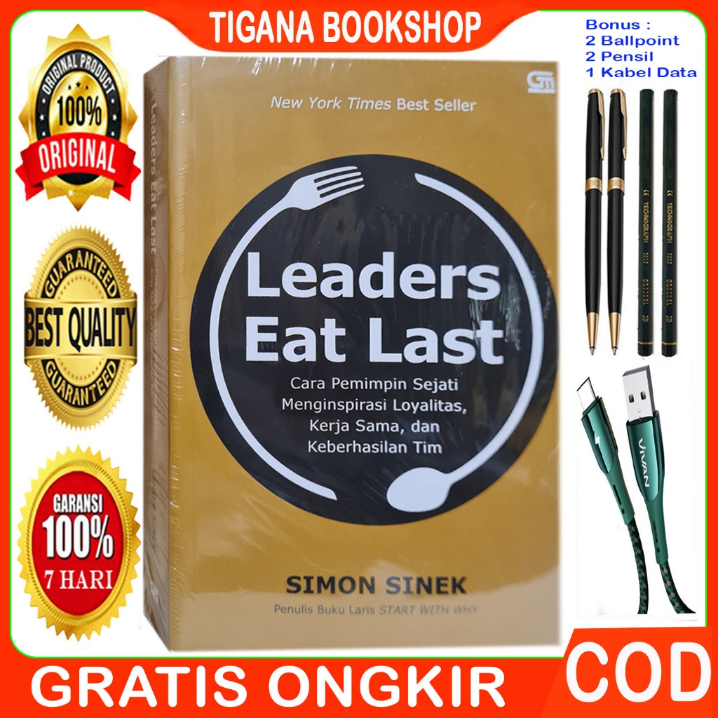 Leaders Eat Last - Original - Bonus 4 alat tulis & 1 kabel data