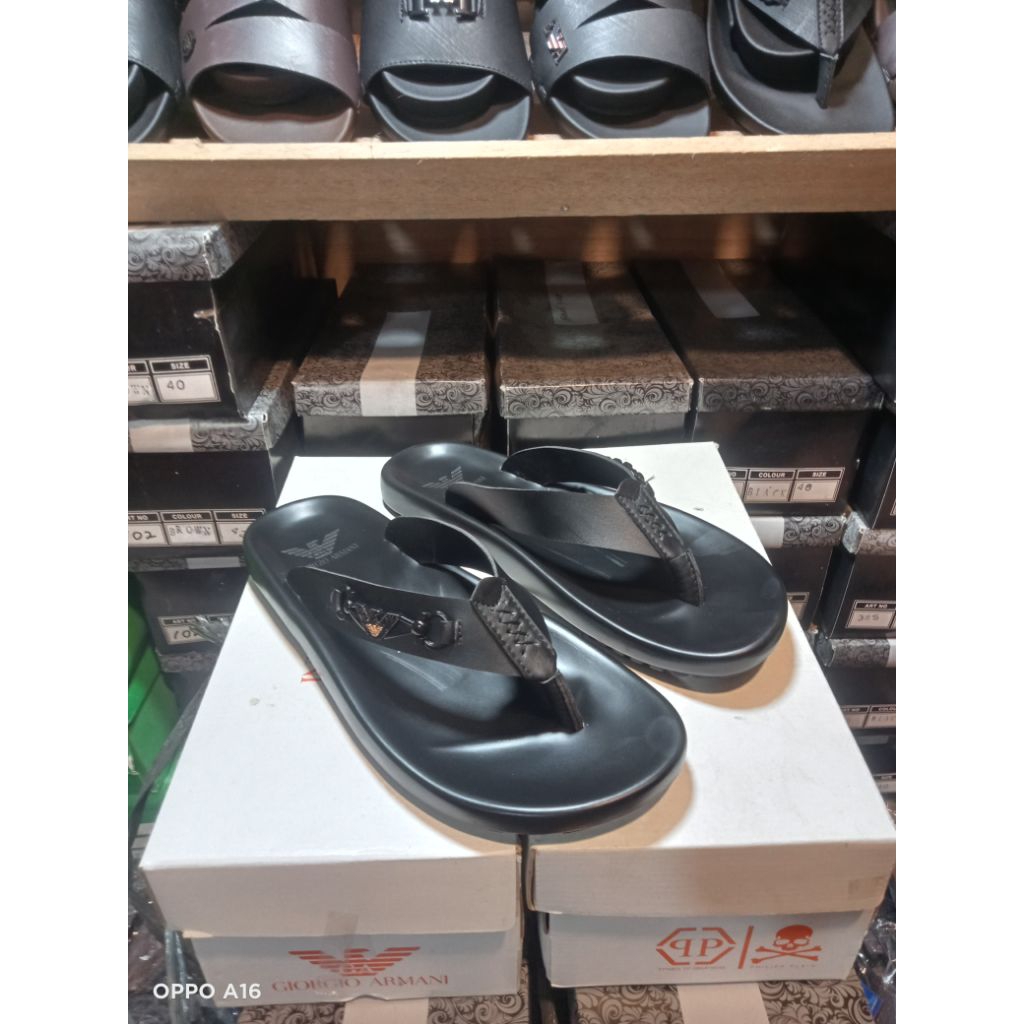 sandal slop pria sendal emporio armani premium