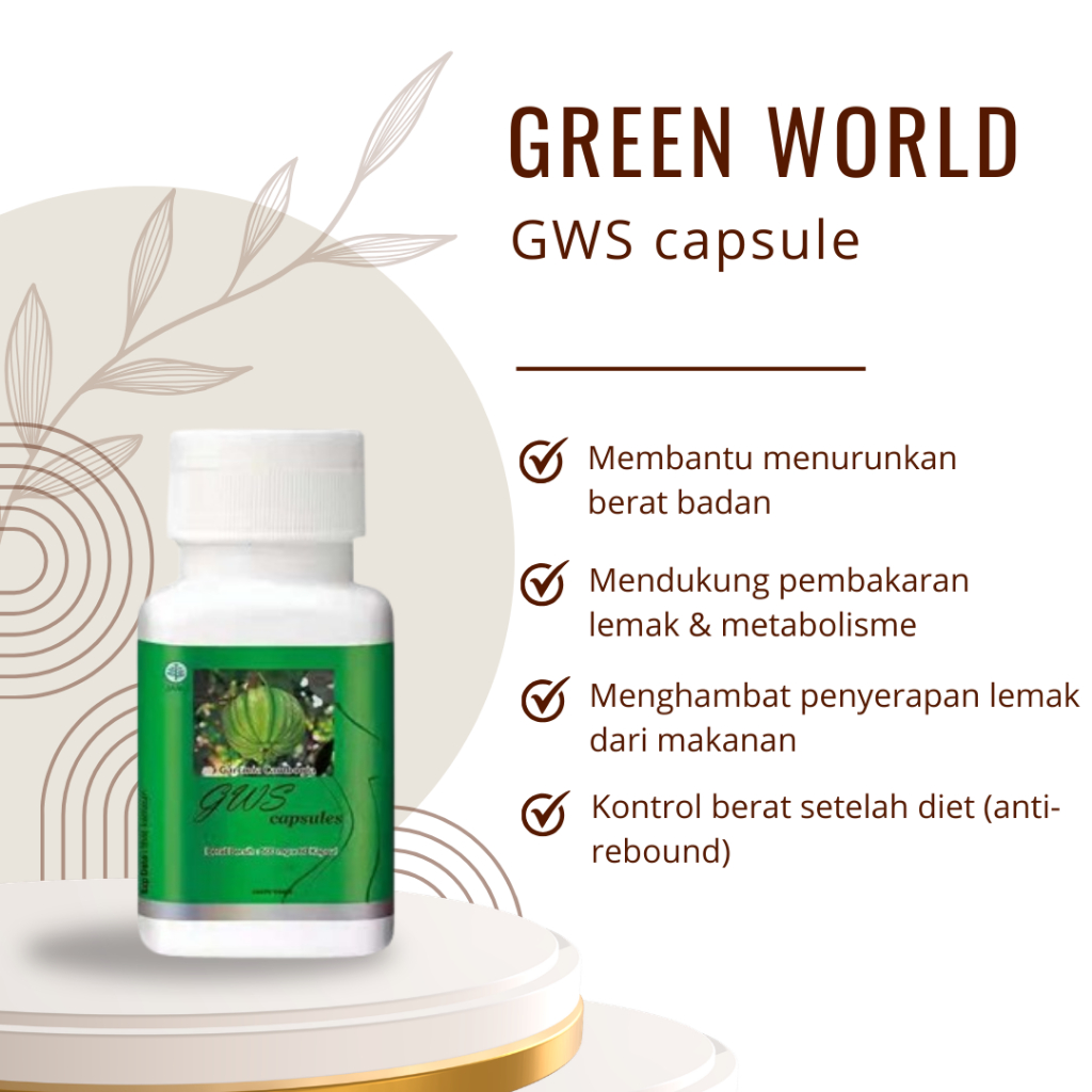 Green World GWS Capsule Original – Suplemen Herbal Diet & Bantu Kontrol Berat Badan,Herbal Pelangsin