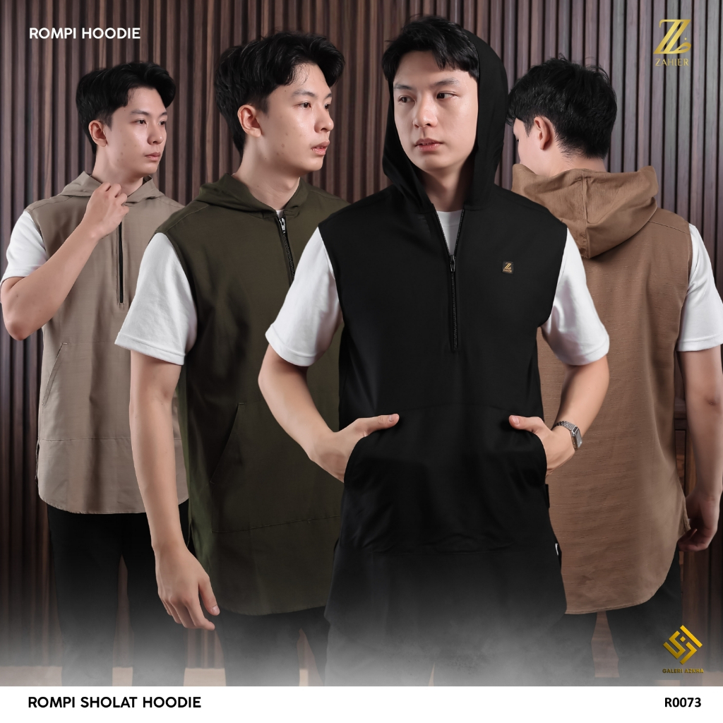 ZAHIER Rompi Shalat Hoodie Pria Zipper YKK Basic & Casual Premium Rosal Dewasa