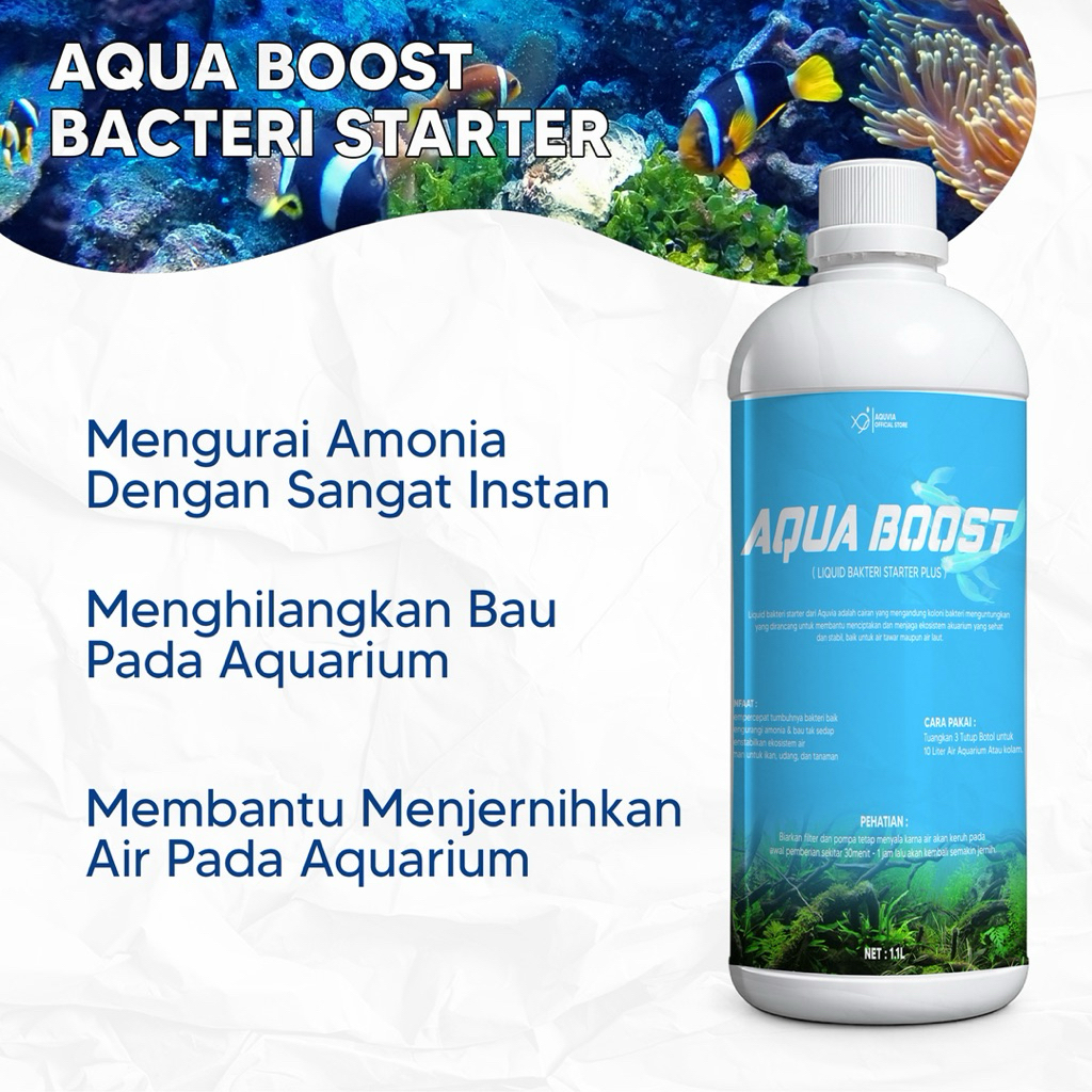 AQUVIA - Probiotik Bioboost Kolam Ikan 1 liter Bakteri Starter Aquarium Dan Kolam Ikan Hias