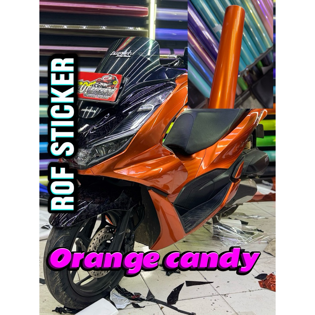stiker lis motor striping orange candy premium