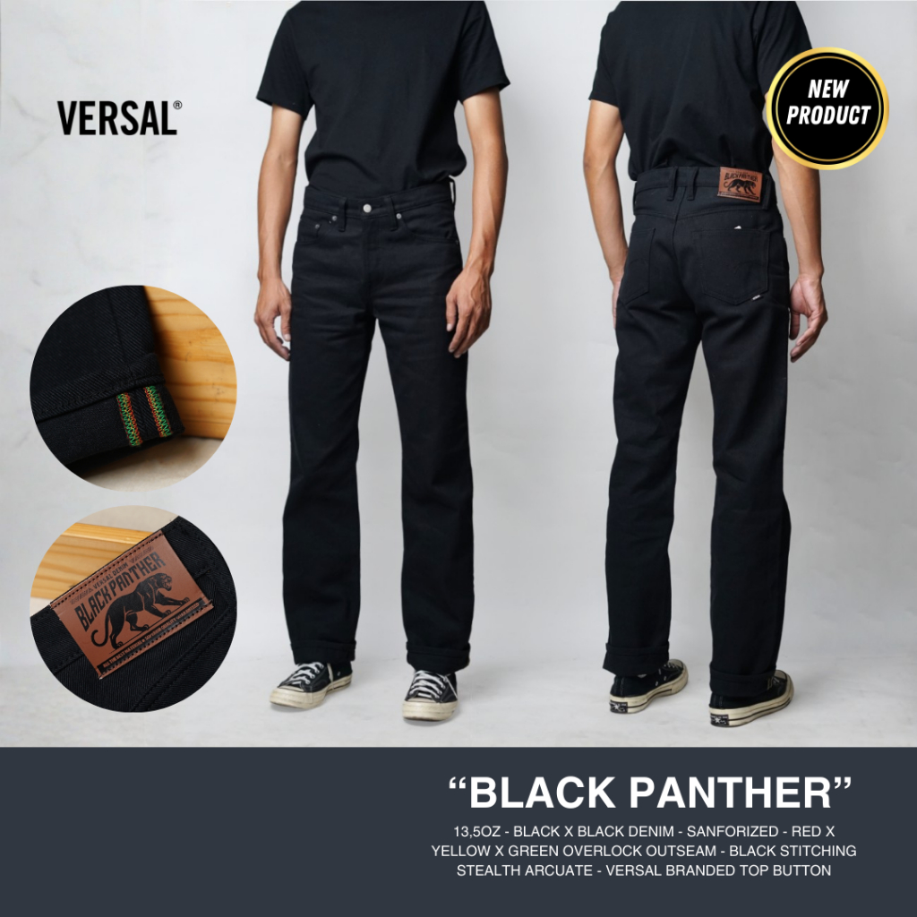 Versal The Finest - BLACK PANTHER 13,5oz Black x Black Denim (Ready Stock)