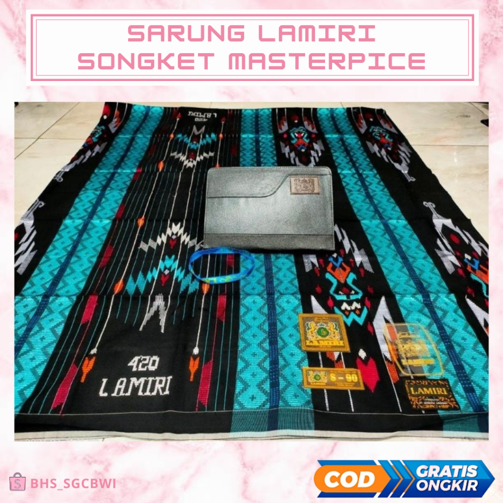 LAMIRI Sarung Muslim Pria Sutra Full Songket SGE Dewasa Bahan Sutra Motif Songket