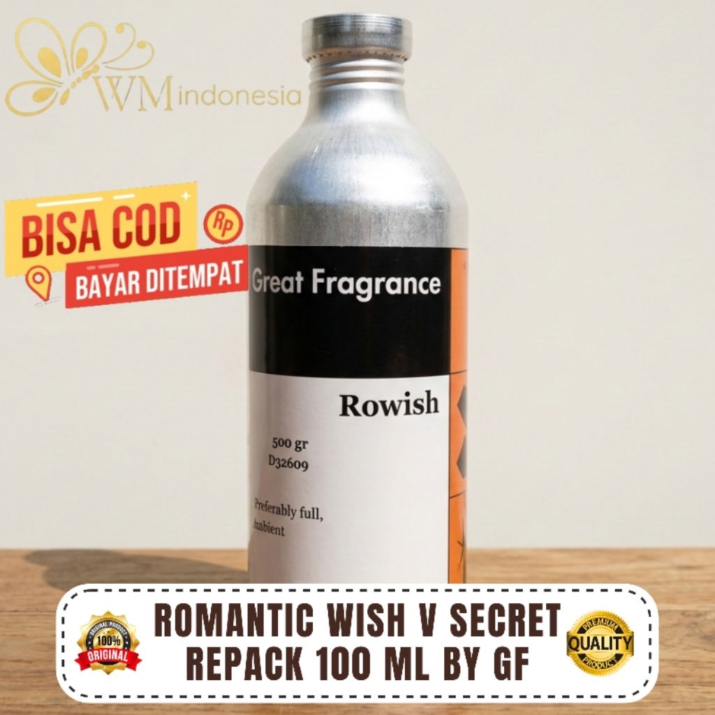 Rowish Romantic Wish by GF Repack 100ml Parfum Pria Wanita Tahan Lama Fragrance Oil Bibit Parfum Bad