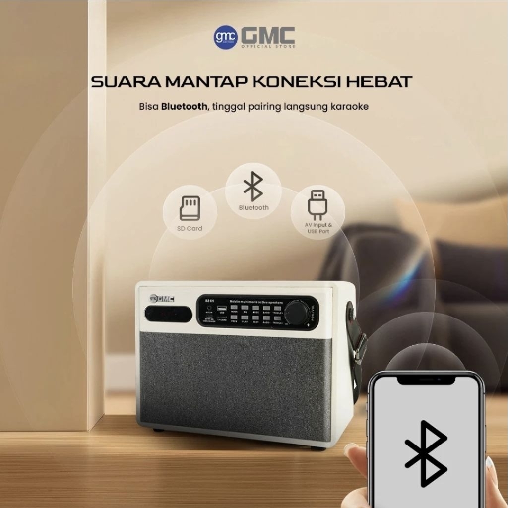 Speaker GMC 881H 4" - Speaker Karaoke 4" Mini - 125W, FREE 1 Mic Wireless