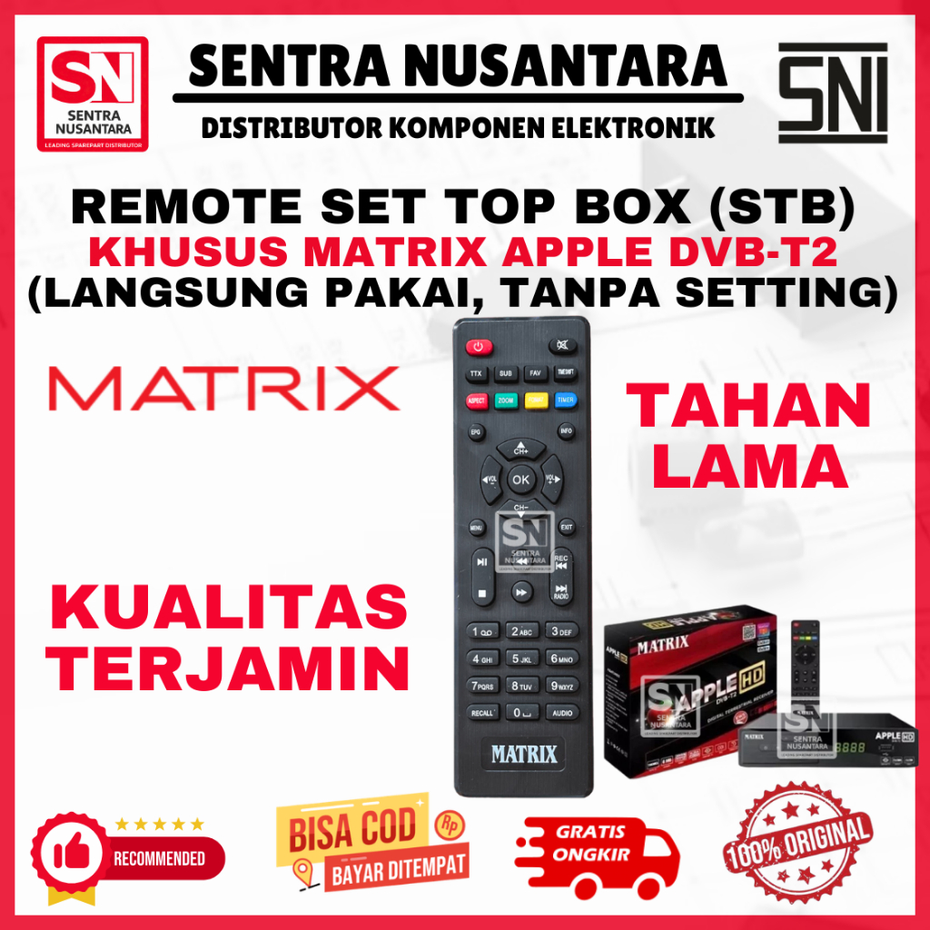 REMOTE STB MATRIX APPLE DVB-T2 ORIGINAL | REMOT SET TOP BOX MATRIX APPLE DVB T2 ASLI TAHAN LAMA | RE