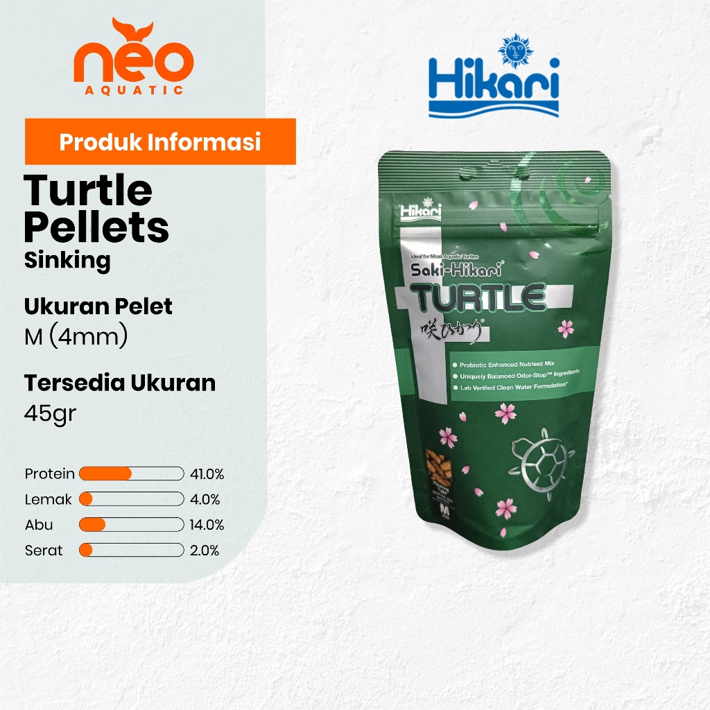 SAKI HIKARI Turtle Pellets Pakan Kura-Kura Air Tawar 45gr