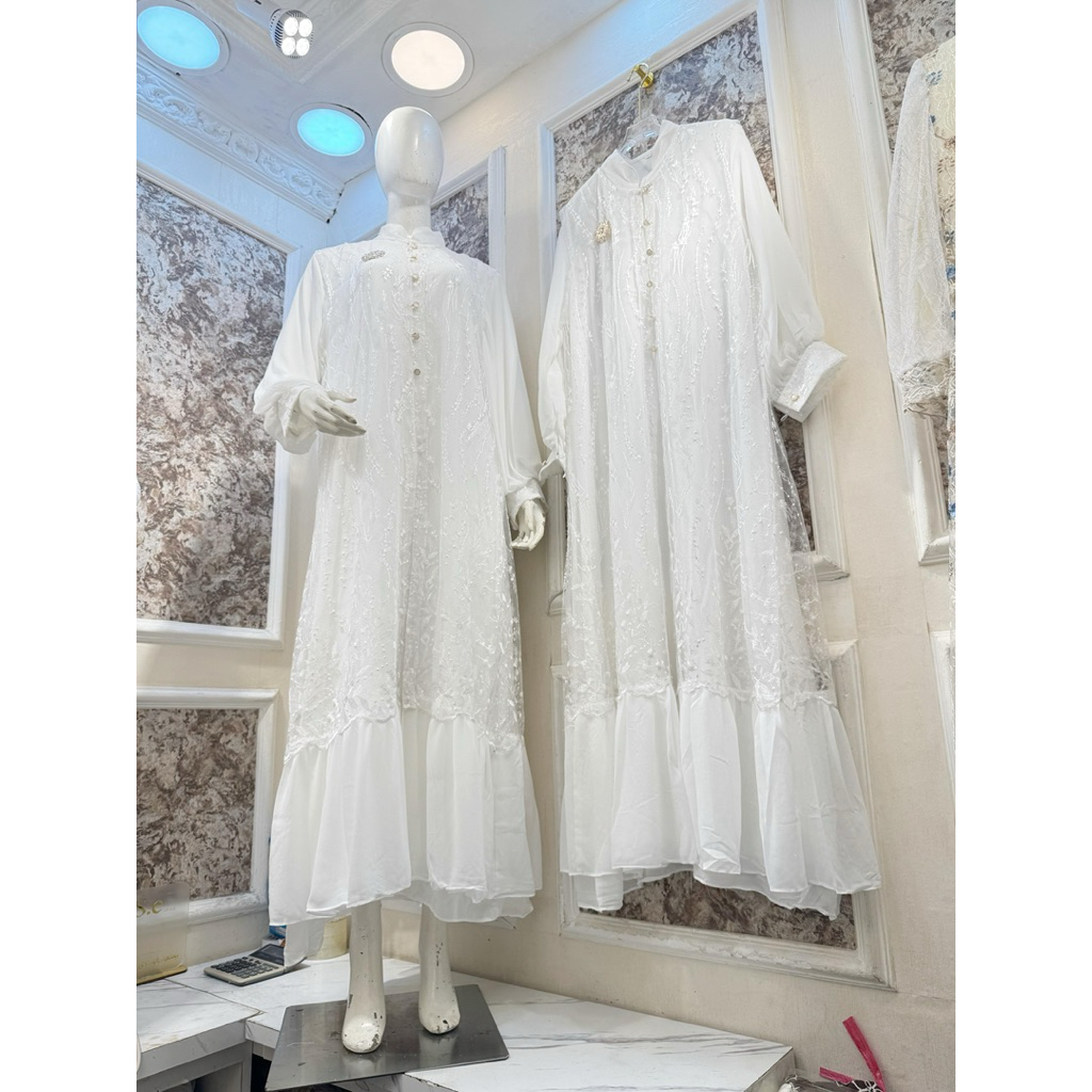 Gamis PUTIH Standard dan JUMBO mewah - Dress Alice