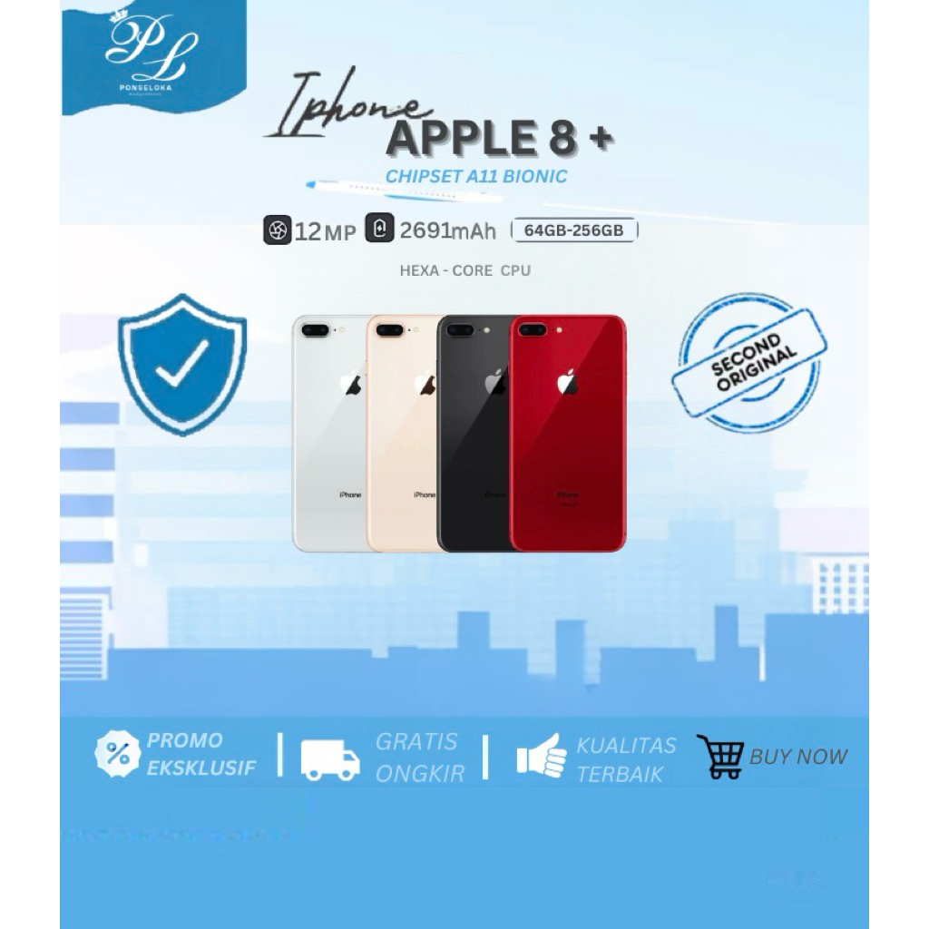 iphone 8 Plus | kapasitas 64GB 256GB | Fullset | Second Ex Resmi