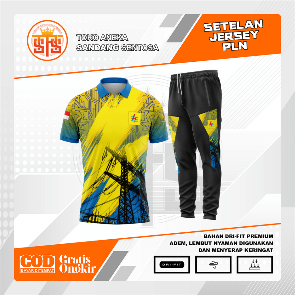 Jersey Polo PLN (Perusahaan Listrik Negara) Lengan Pendek | Dri Fit Milano Premium | Kaos Olahraga P