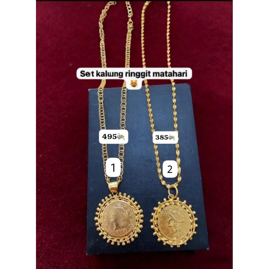 perhiasan set kalung ringgit matahari tempahan