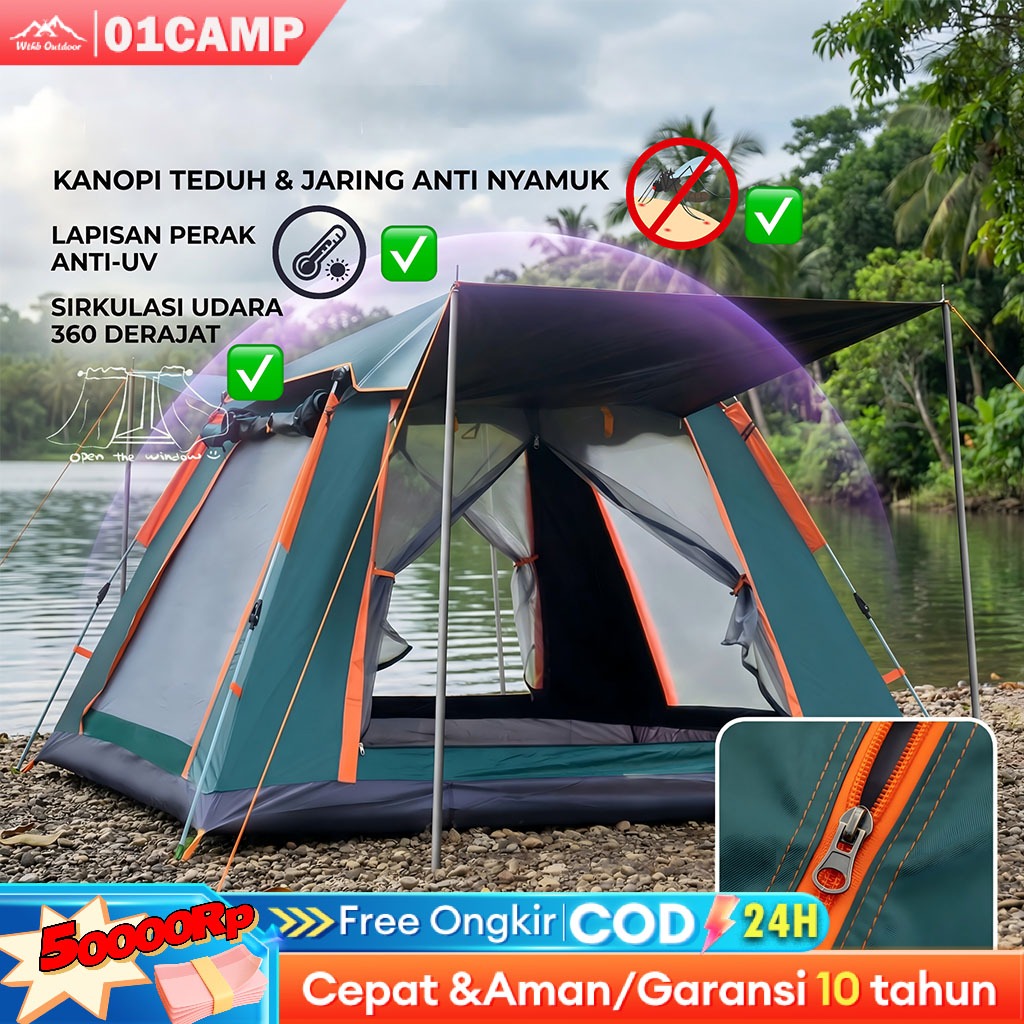 [COD SELURUH INDONESIA]Tenda Camping Orang tenda camping otomatis Kapasitas 4-6 Anti Air UV Tenda Ca