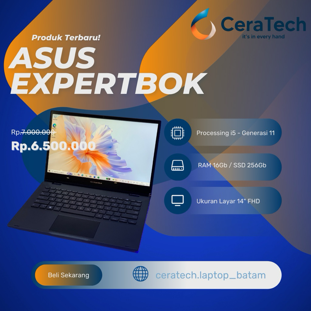 [PROMO] ASUS EXPERTBOOK FLIP B5302F Core i5 Generasi 11 RAM 8GB SSD 256GB 13" INCH FHD Touch - Lapto