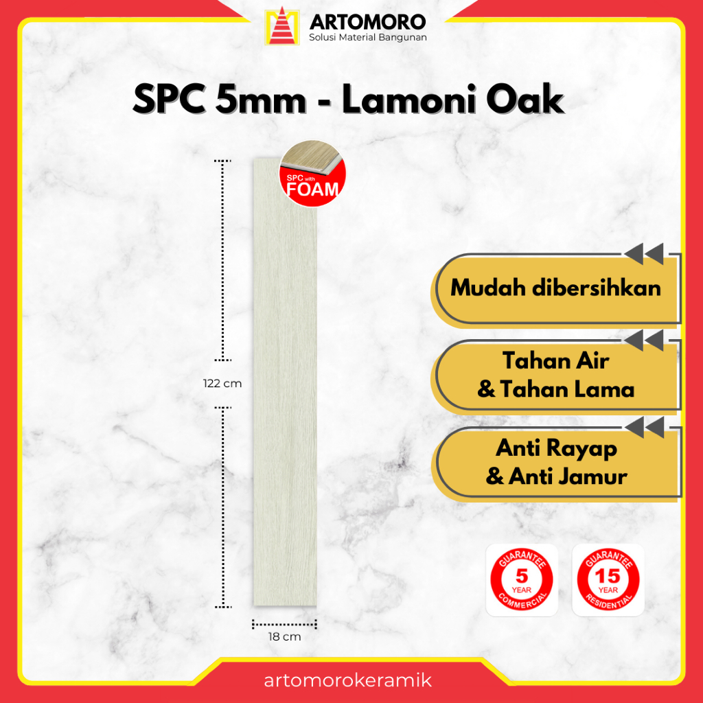 SPC 5mm (with IXPE foam) Lamoni Oak - KIA | Stone Plastic Composite | Lantai Vinyl Kayu - Click & Lo