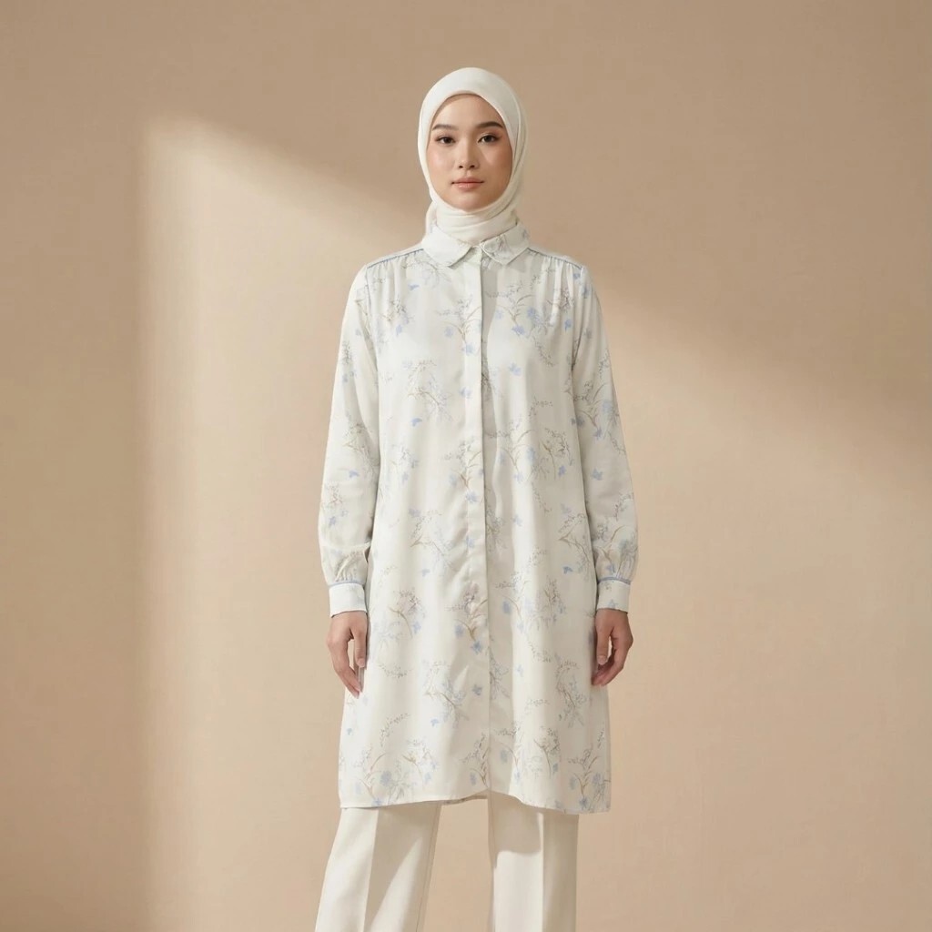 Zoya Nayma Midi Dress - Tunik Wanita Wudhu Busui Friendly - Bahan Premium Sateen - Zoya Superstore