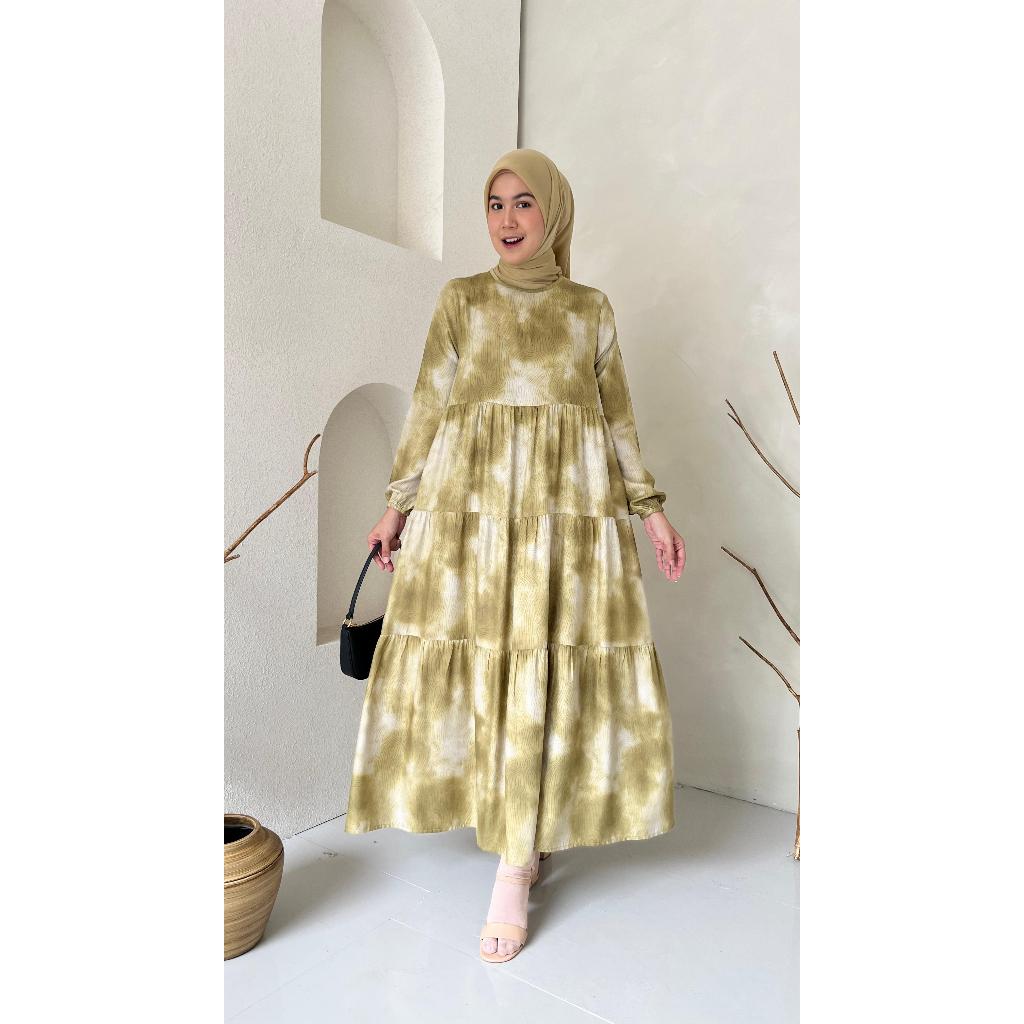 MIDI DRESS VISCOSE ARMANY / BAJU WANITA MUSLIM/ WARNA DIABI ADIBA/ GROSIR TANAH ABANG
