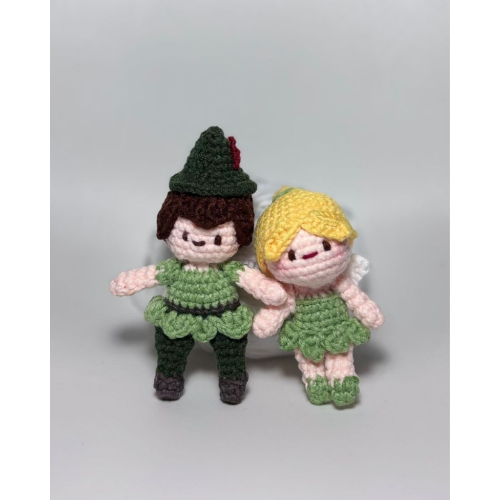 [Showii] Amigurumi Gantungan Kunci Tinkerbell dan Peterpan Rajut | Crochet