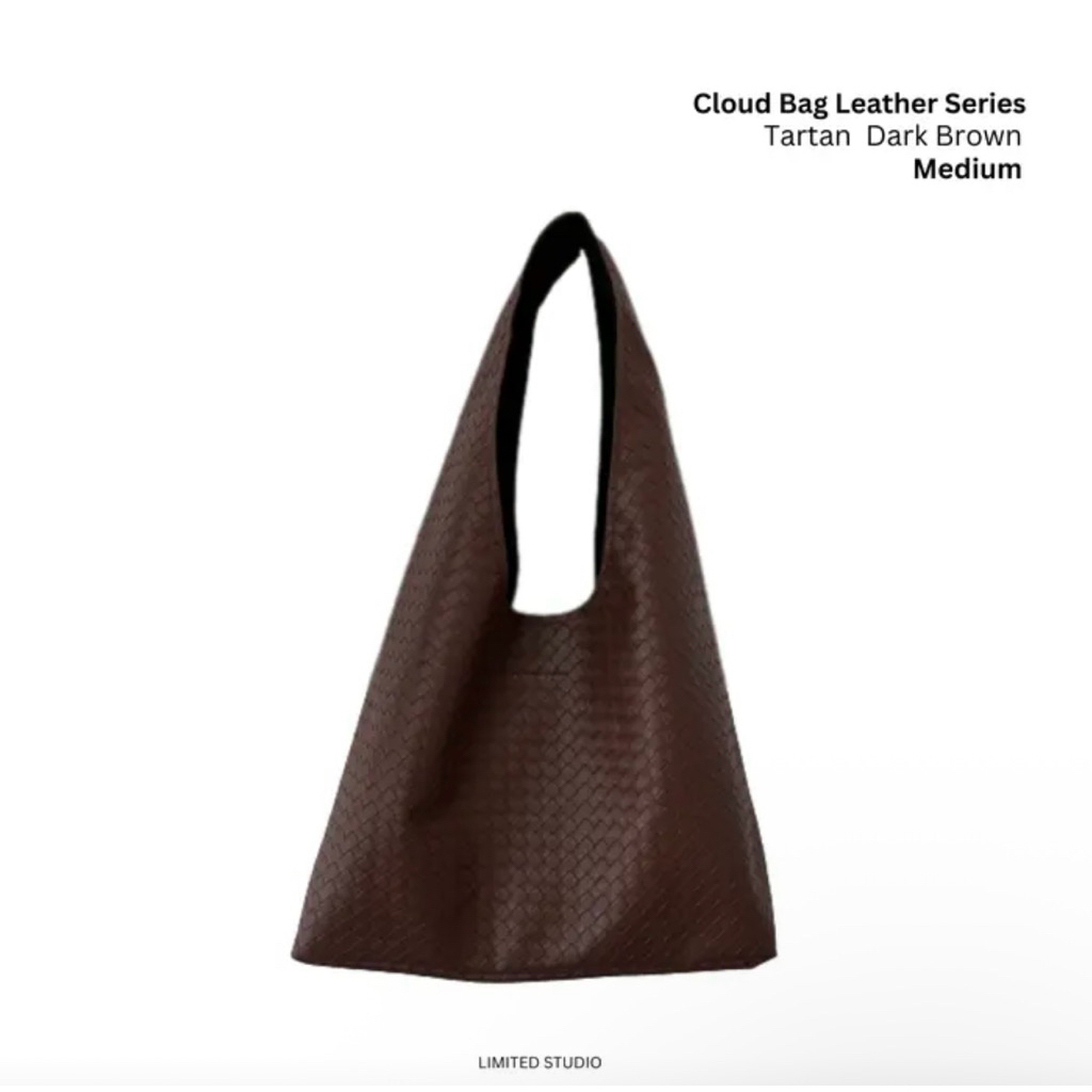Limited Studio Medium Cloud Bag Leather – Tartan Dark Brown (Preloved)
