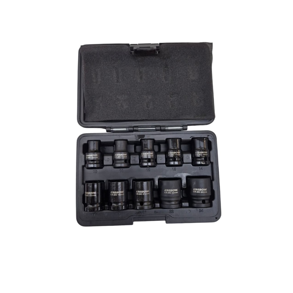 Krisbow Impact Socket Wrench Set 10-24mm Chrome Molybdenum