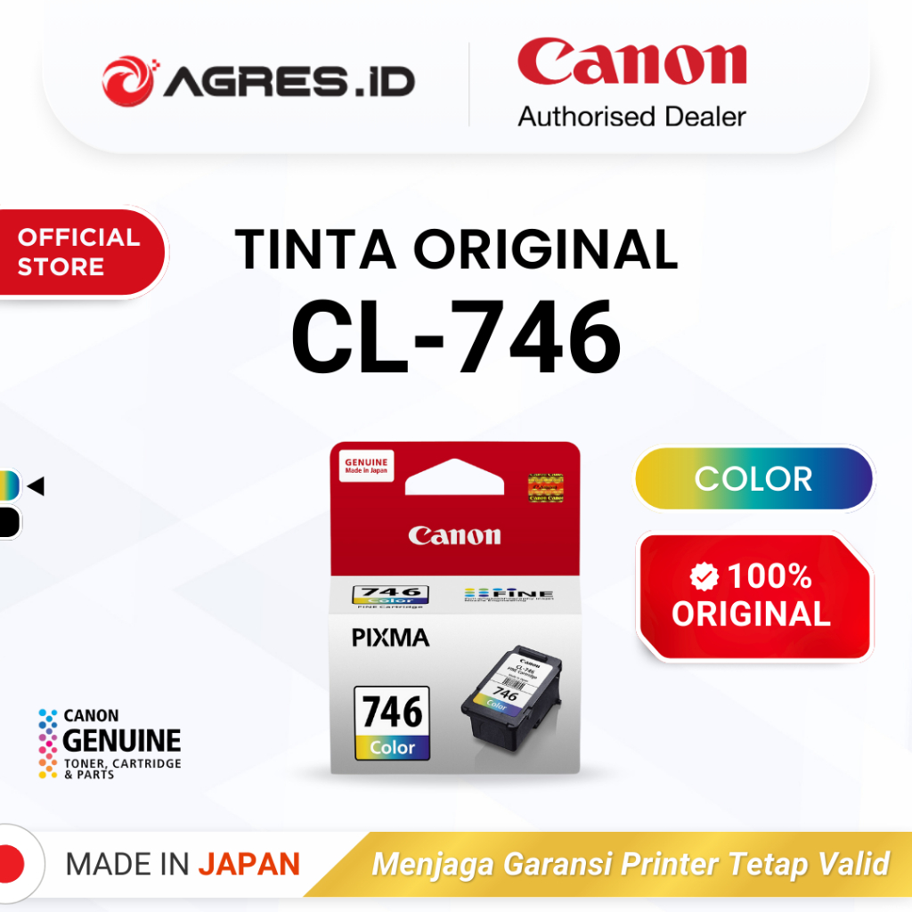 100% ORIGINAL Tinta Canon CL 746 Color - Printer MG2570s TS207 TS307a TS707 TR4670s - Tinta Asli