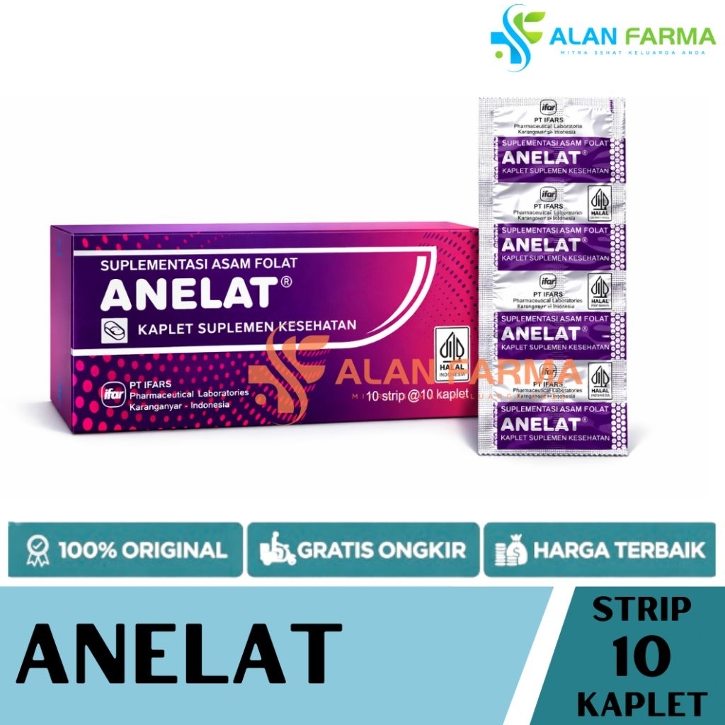 Anelat Strip isi 10 Tablet | Anelat Asam Folat 1000 mcg