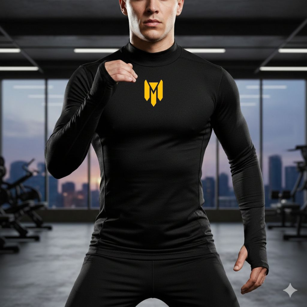 ATASAN OLAHRAGA - BAJU MANSET BASELAYER LENGAN PANJANG DALEMAN KAOS OLAHRAGA PRIA MANSET HITAM MANSE