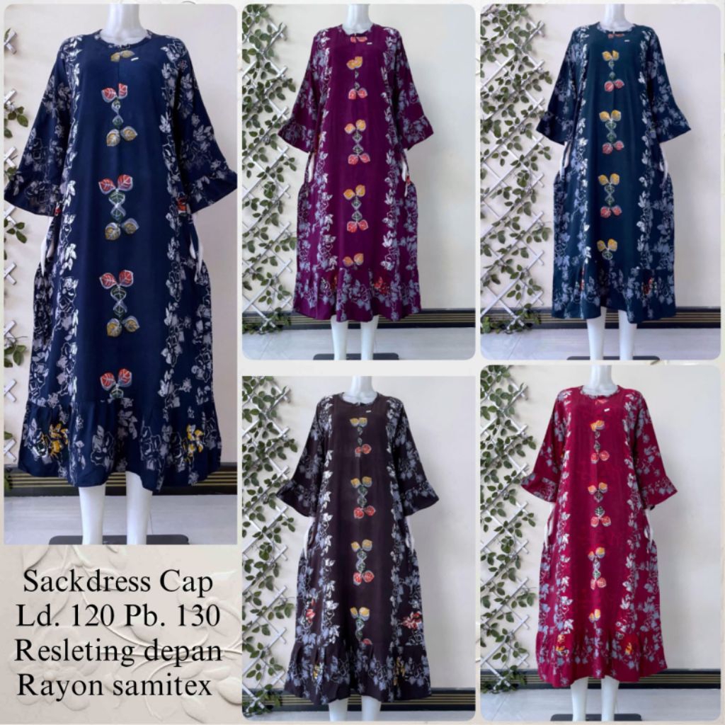 Daster premium Long kupu super jumbo sackdress midi LD 120 130 140 mawar sekdres shanum batik cap