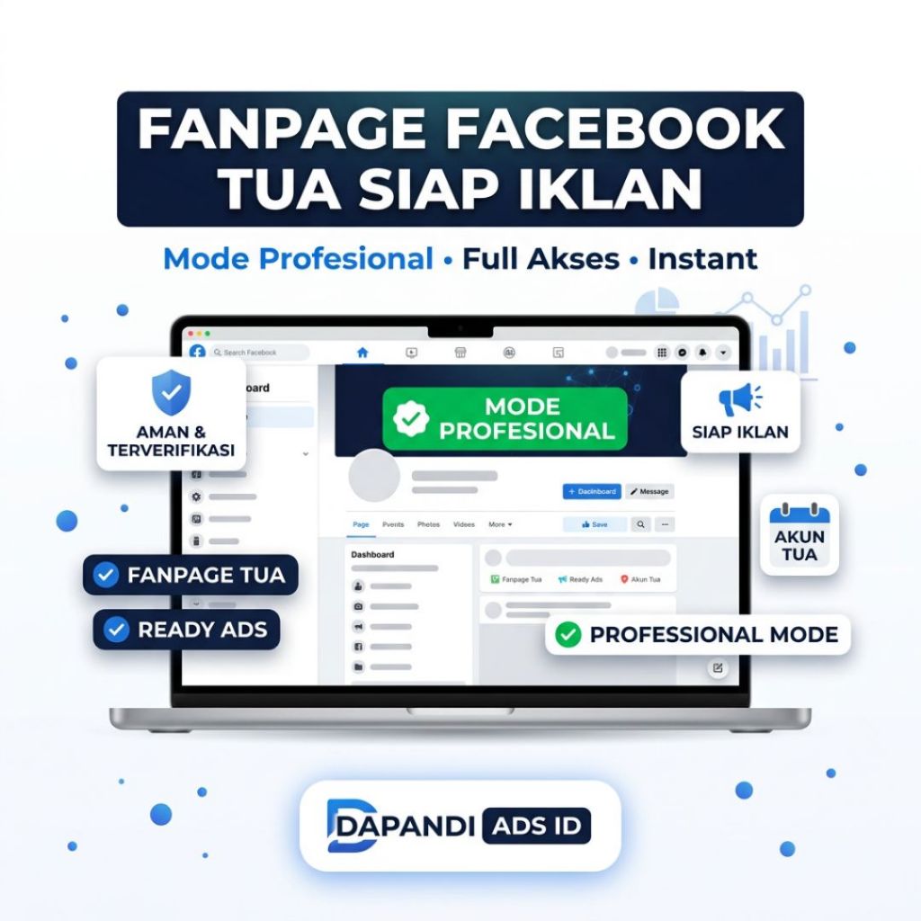 Halaman Atau Fanspage Facebook Tua siap Iklan Fanspage Sudah Mode Profesional | DAPANDI ADS ID