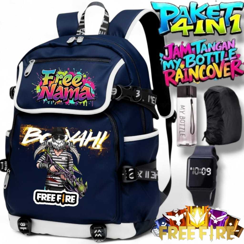 BSS - TAS SEKOLAH ANAK LAKI-LAKI SD FREE FIRE TAS RANSEL SEKOLAH ANIME FF COWOK FASHION FREE NAMA