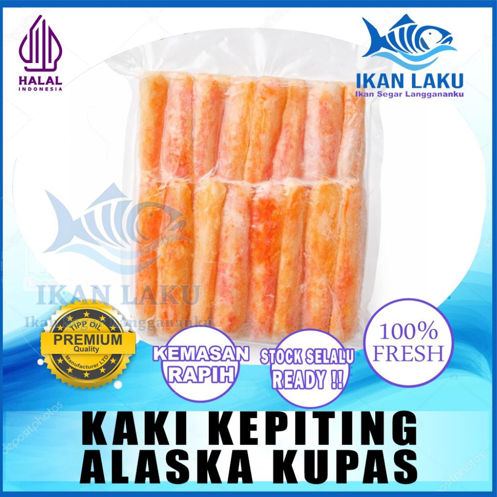 Ikan Laku – Kaki Kepiting Alaska Kupas Premium — King Crab Siap Olah Sudah Dikupas