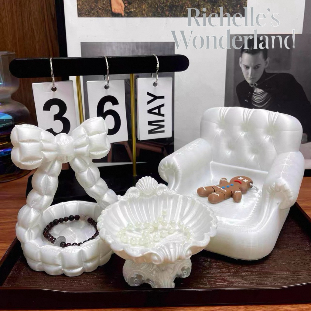 Set Nampan Dekor Pita & Sofa Pink/Putih - Viral Dekor Kamar Tidur