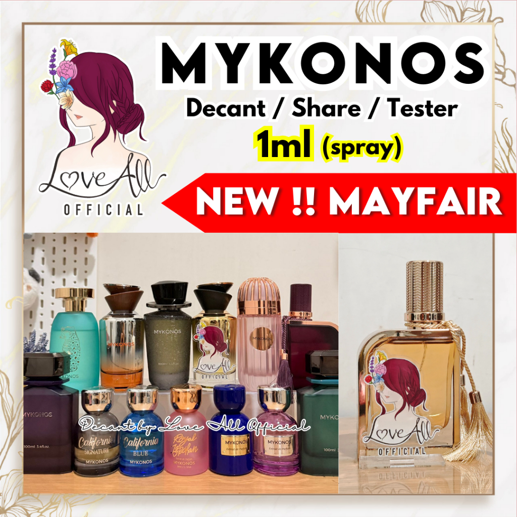 MYKONOS 1ml (spray)  ALL VARIANT ‼️Decant Share in Bottle Inception Reflection Crimson Penthouse Dre