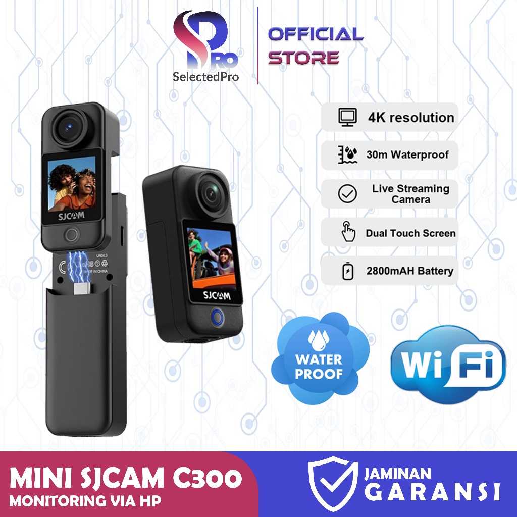 SelectedPro SJCAM C300 Mini Kamera Action 4K 20MP WiFi 5G Dual Screen Stabilizer Gyro 6 Axis Sports 