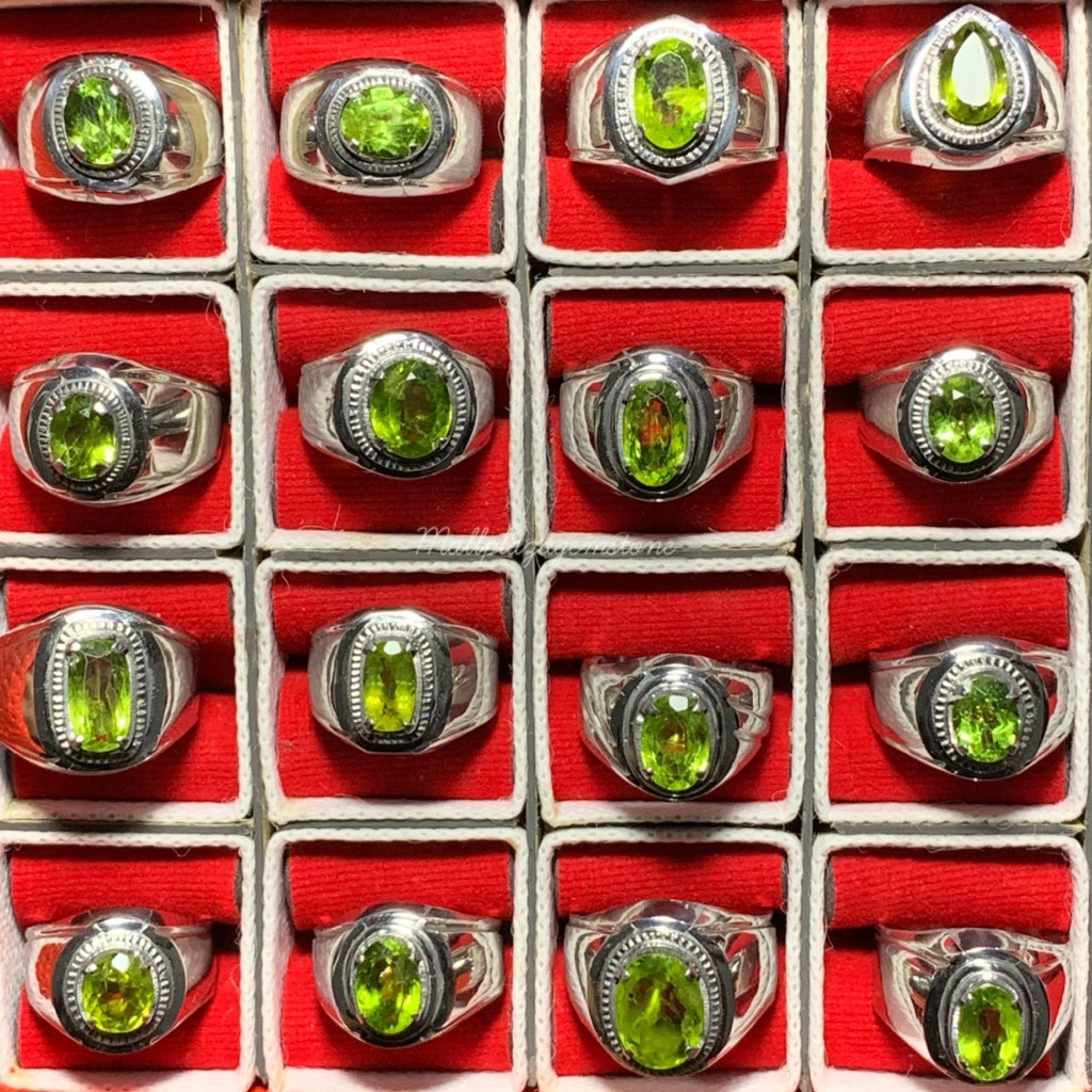 batu permata peridot model cutting ring monel handmade / cincin batu permata peridot / batu permata 