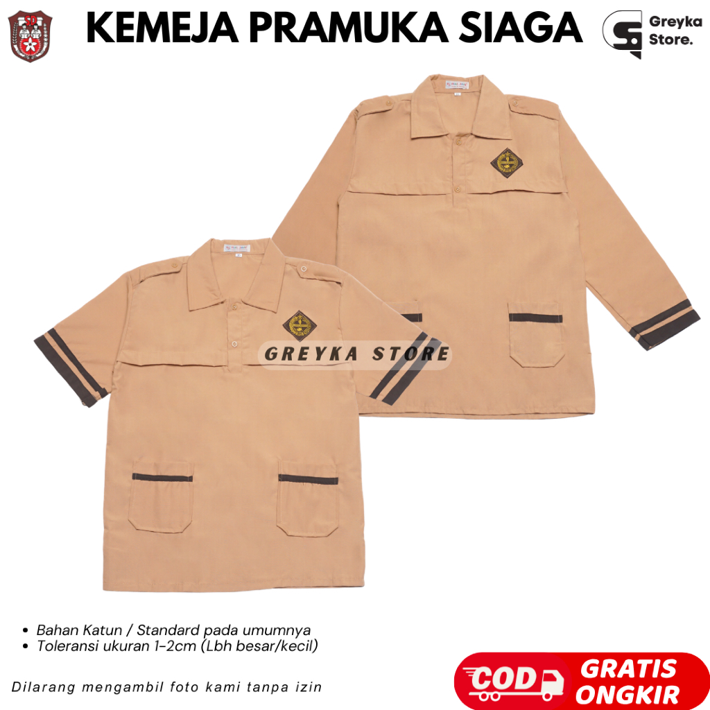 Baju Pramuka SIAGA SD Lengan PENDEK PANJANG Seragam Sekolah TK SD Siaga Laki Laki Perempuan Nyaman