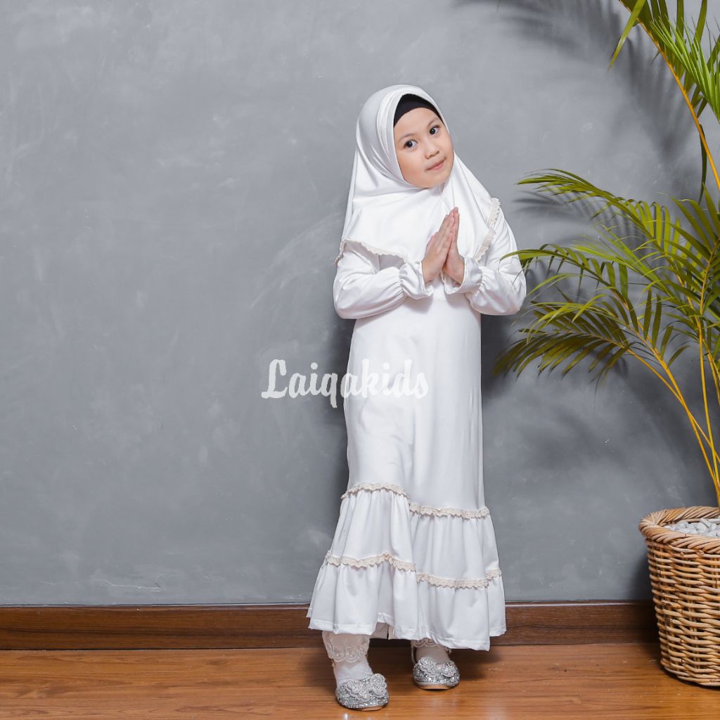 LAIQA Setelan Gamis + Hijab Anak | Gamis Basic | Gamis Polos Anak