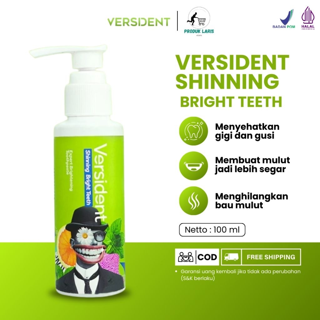 Pasta Gigi Versident Shining Bright Teeth - Memutihkan Gigi, Mencegah Karang, Aroma Segar